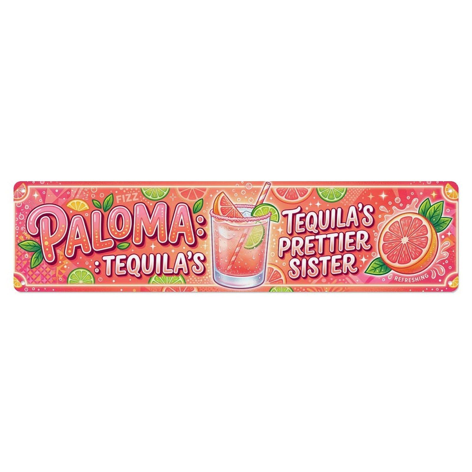 Paloma Refreshing Bar Beverage Metal Tin Sign Plaque Wall Decor for Cafe, Club Bar, Office, Home Garden Metal Poster 4x16Inch
