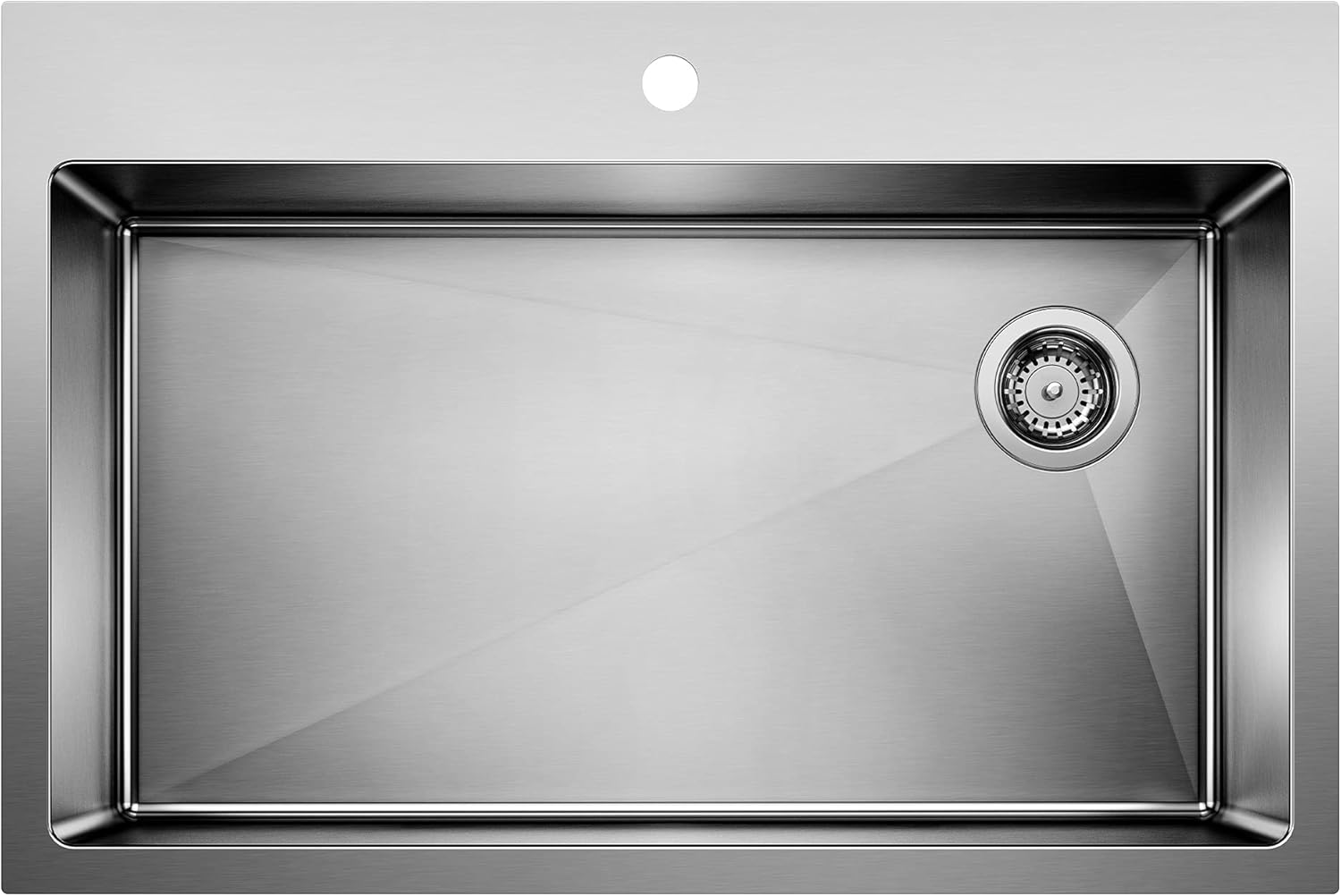 BLANCO 524221 Quatrus Stainless steel 1-Hole Drop-in or undermount Single Bowl Kitchen Sink, 33" L x 22" W x 9" D, Satin BLANCO 524221 Quatrus Stainless steel 1-Hole Drop-in or undermount Single Bowl Kitchen Sink, 33" L x 22" W x 9" D, Satin