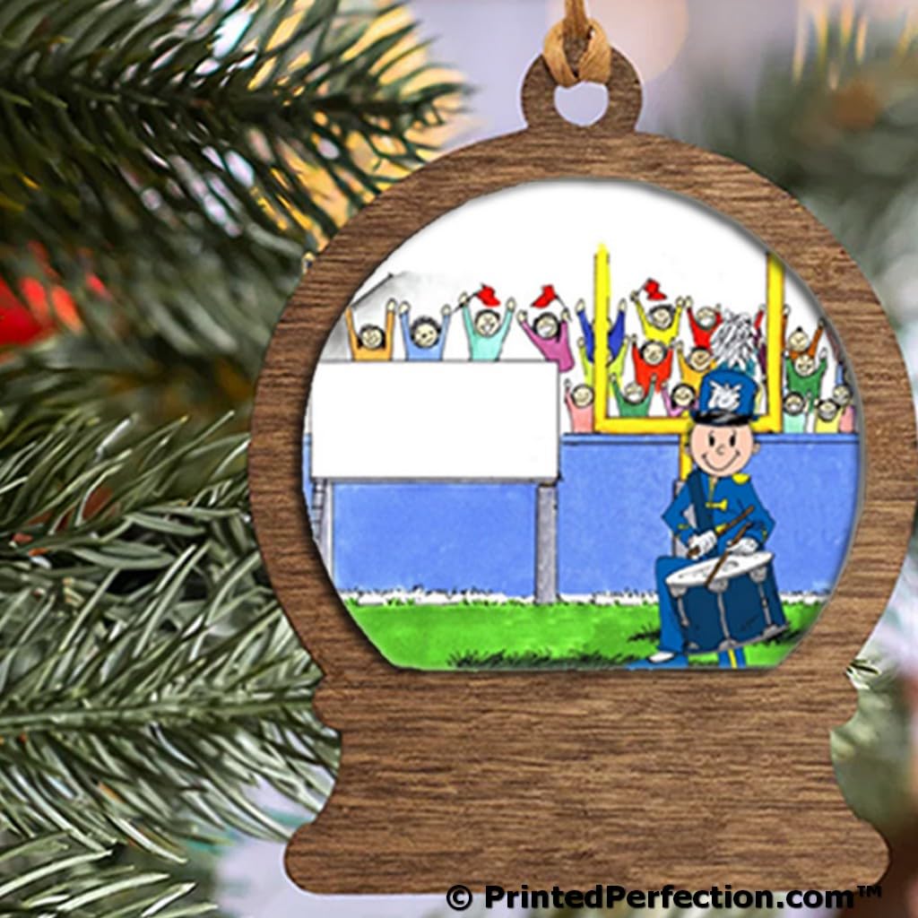PrintedPerfection.com Personalized Band, Drum Snare - Male Wooden Snow Globe Shaped Christmas Ornament
