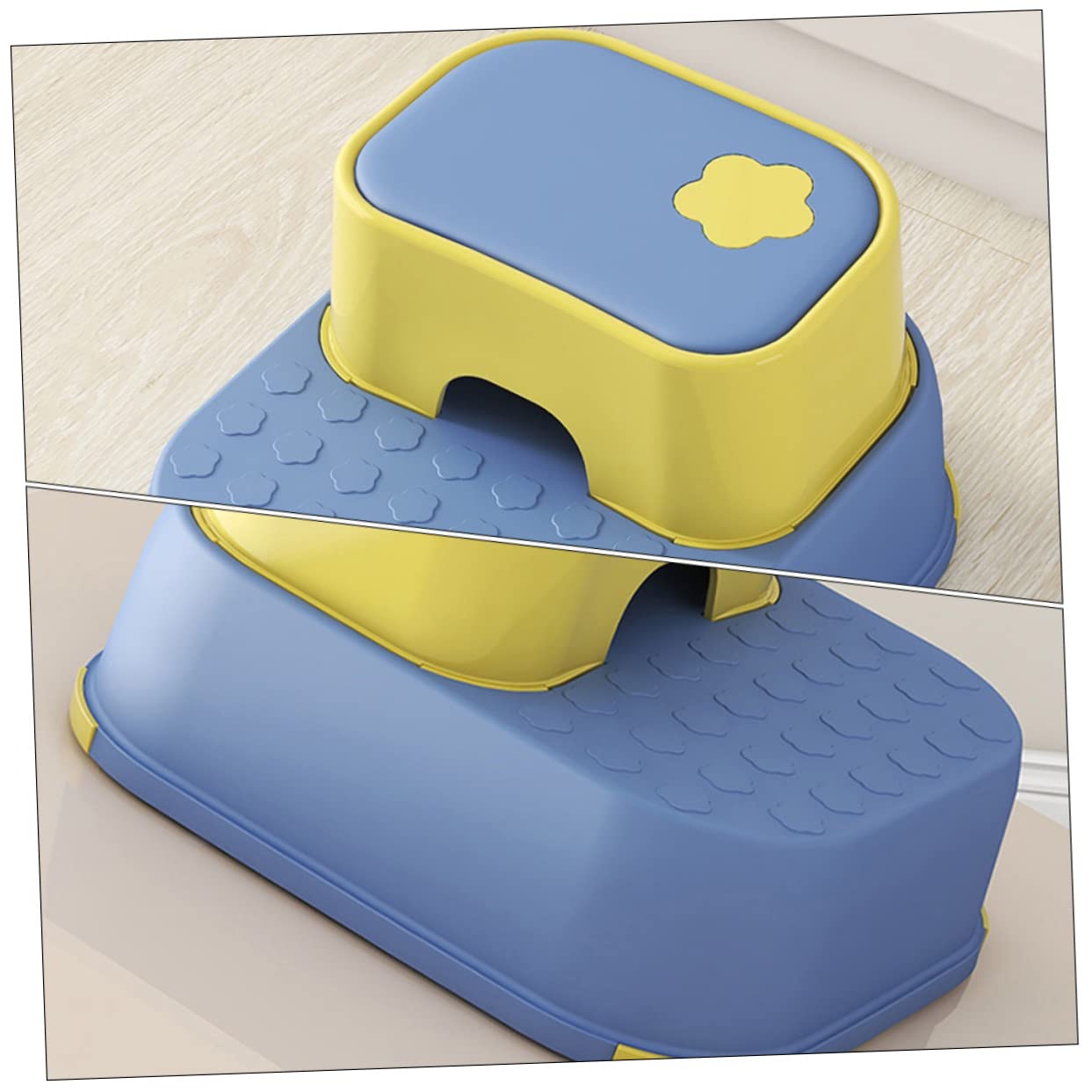 Marchepied Double pour Garçon et Filles, Tabouret de Sécurité Rond PP | Compact et Léger, Pieds Antidérapants, pour Bébé et Garçon et Filles, Usage Quotidien à Maison