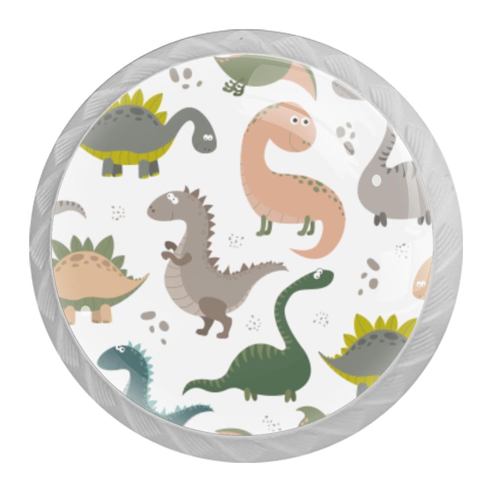 Tqmspg 4 Pieces Drawer Pulls Cute Dinosaur Door Knobs Dresser Handles for Kitchen Wardrobe Cupboard Hardware Furniture