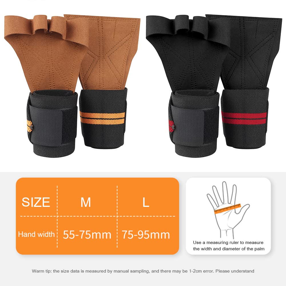 1 Paire de Gants de Musculation haltère antidérapant en Cuir haltérophilie Gants de Protection des Mains Protecteur Fitness entraînement Gants de Protection du Poignet, Marron, L