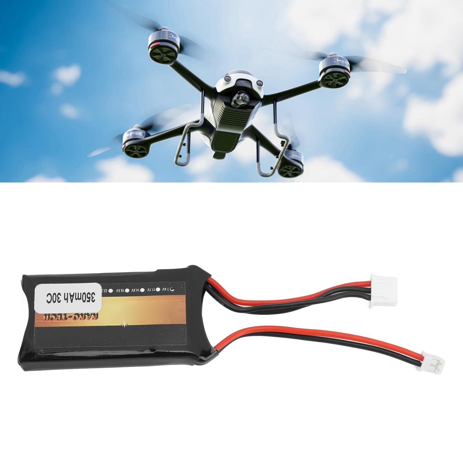 Batteria Lipo 2S 7.4V 350mAh Per Auto RC E Mini Robot | Polimeri Di Litio Ricambio Per AXIAL SCX24 | Leggera E Protetta - 2