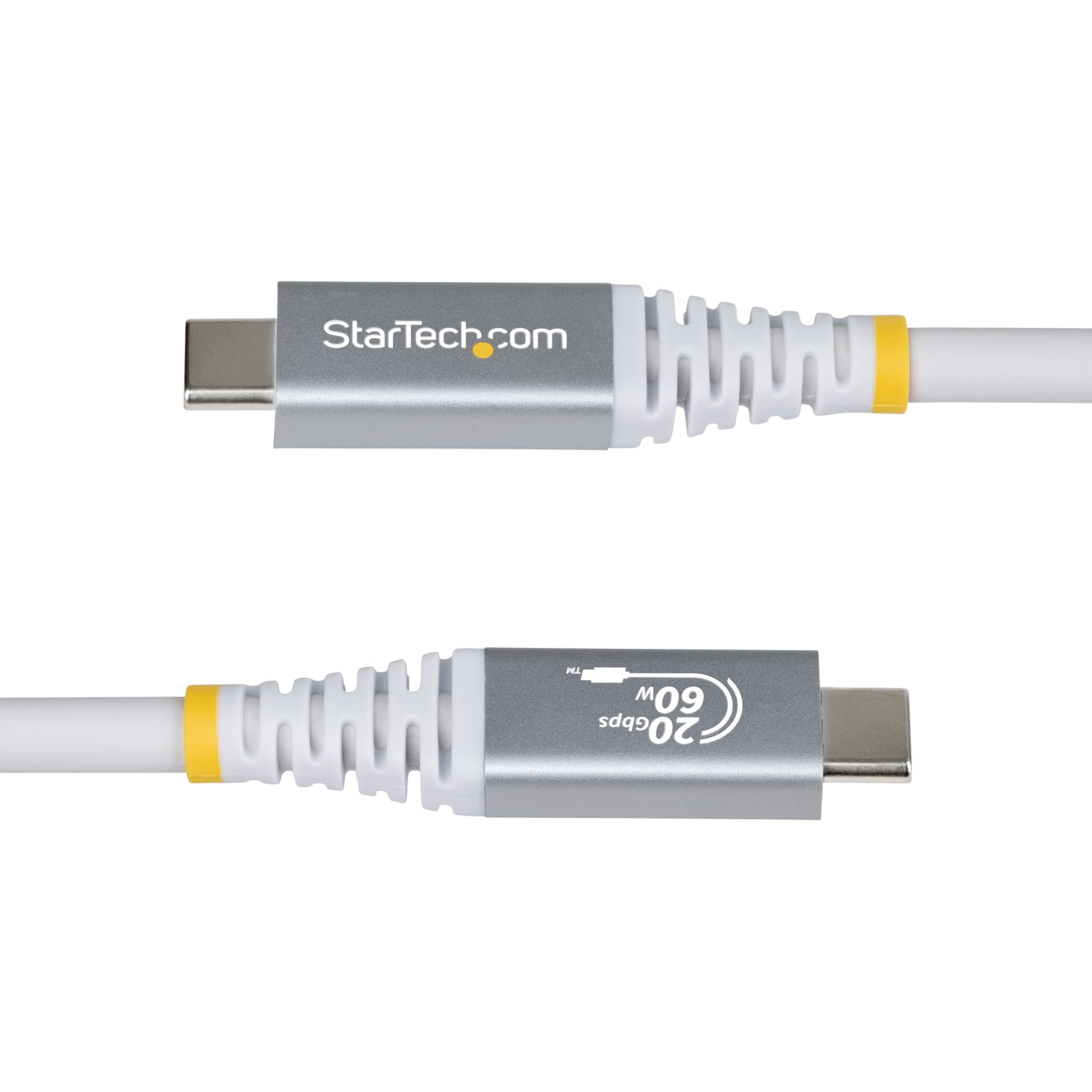 StarTech 3m USB4 Kabel, 20Gbps, 60W, 4K 120Hz DP2.1, Weiß (CC3M20GUSB4CXW) | USB-IF-zertifiziert, USB-C, Monitorkabel, TPE-Mantel, E-Marker, Dockingstation