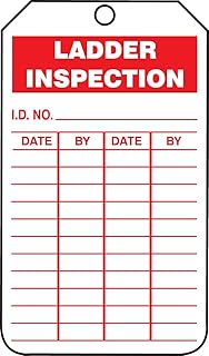 Accuform Signs TRS248CTP Inspection Record Tag, Legend"Ladder Inspection", 5.75" Length x 3.25" Width x 0.010" Thickness, PF-Cardstock, Red on White (Pack of 25)
