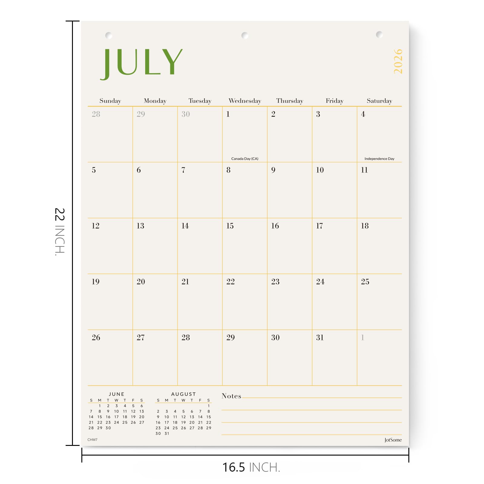 Jotsome Grande calendario da parete 2026-2027, calendario mensile da parete da ora a giugno 2027, 43,2 x 55,9 cm, per casa e ufficio per una facile organizzazione (aprile 2026 - giugno 2027, extra