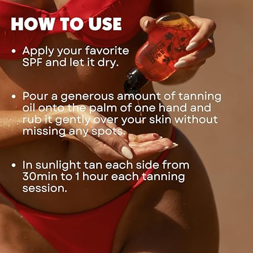 Miniatura 7 de Brazi Bronze Aceite de bronceado 100% natural y orgánico, aceite hidratante para el cuidado solar, aceite de bronceado al aire libre, Accelertor de