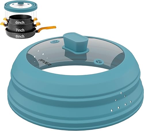 Miniatura 13 de Cubierta para salpicaduras de microondas, cubierta plegable de silicona para placa de microondas con vidrio para tapa protectora de salpicaduras de