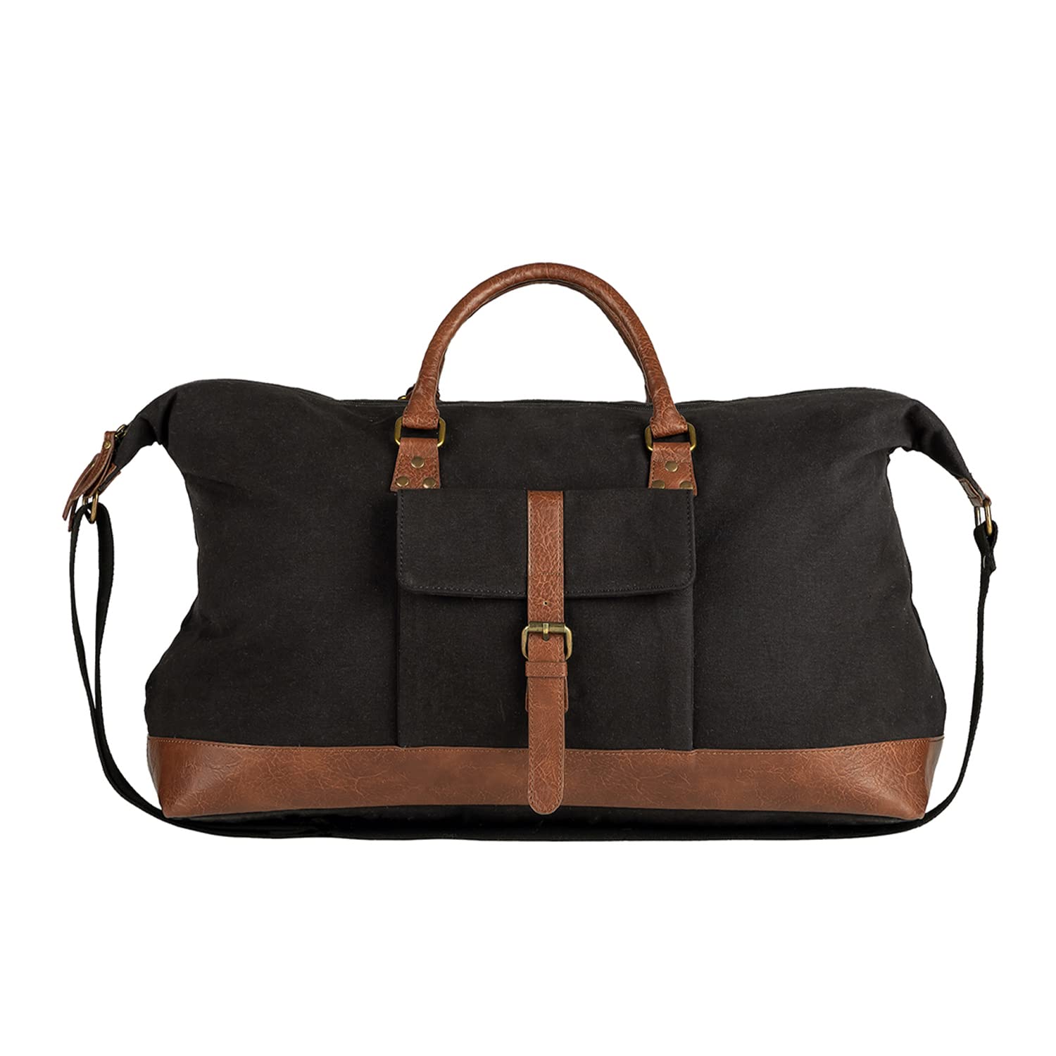 30L Travel Duffle Bag for Men and Women with Adjustable Shoulder Strap - Black-image-45