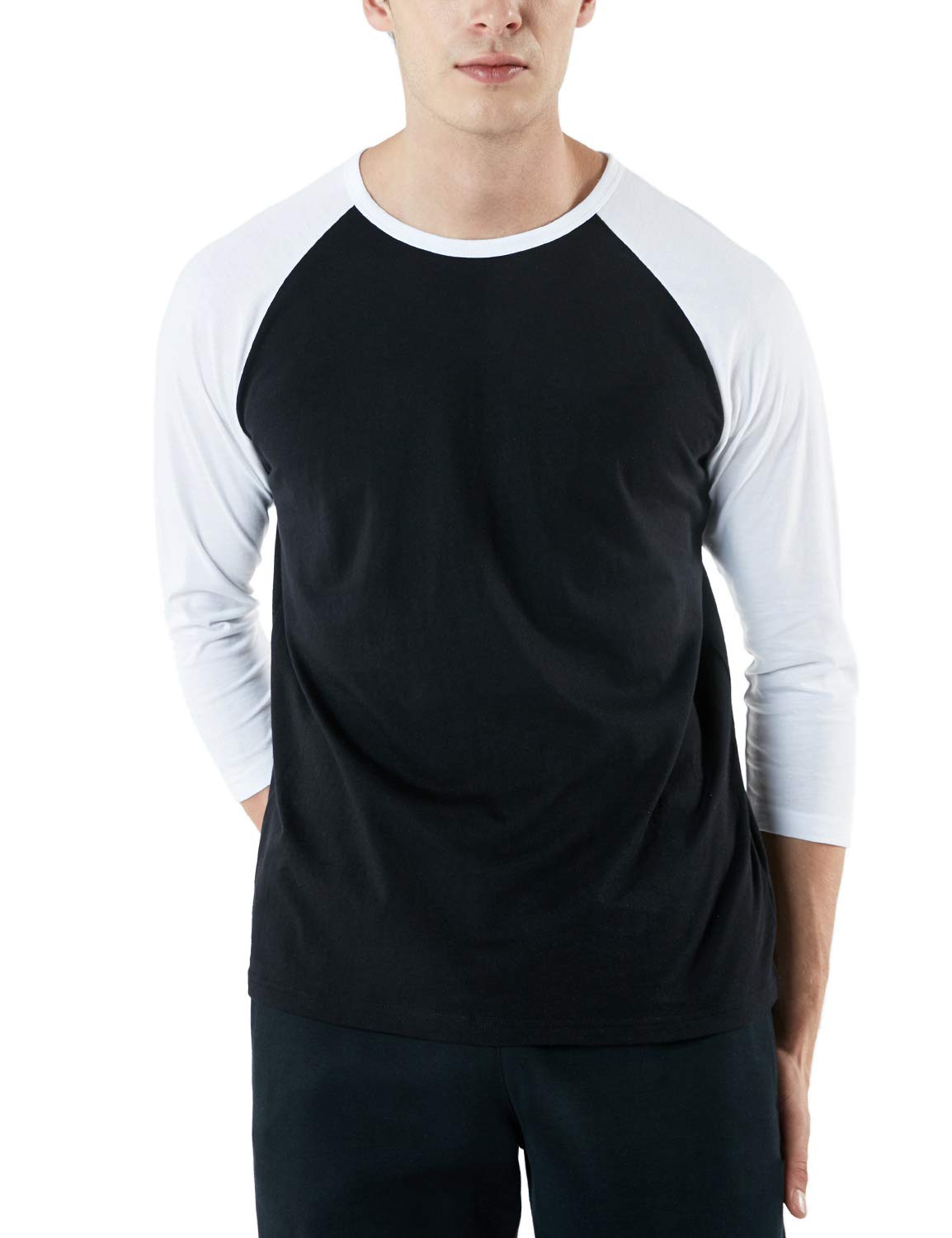 TSLA Men's 3/4 Sleeve Baseball Shirts, Casual Dynamic Cotton Raglan T Shirts, Athletic Sports Jersey Shirt Top