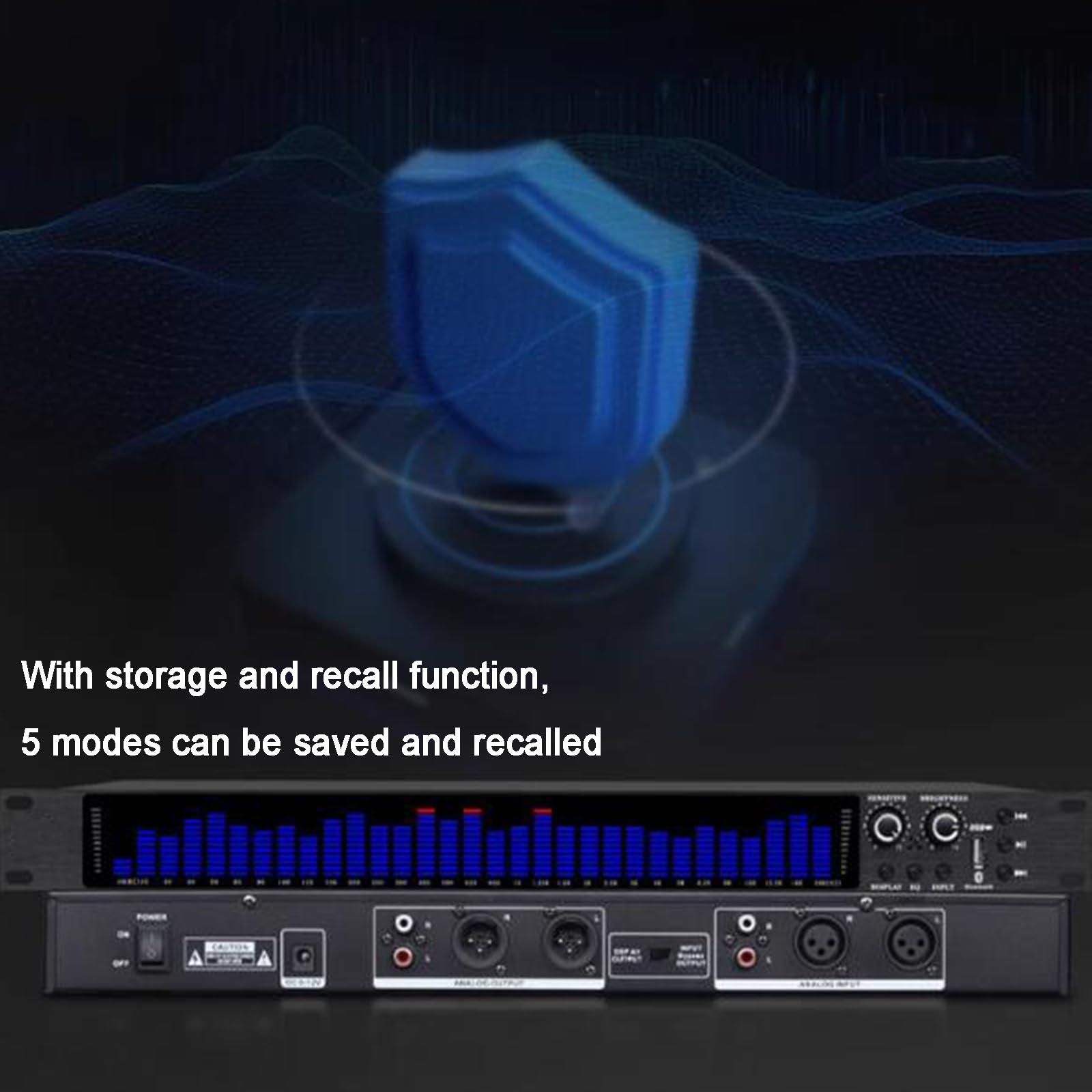 Ecualizador Digital, Analizador De Espectro De Audio De 31 Bandas, con 5 Modos Preestablecidos, Reducción De Ruido, Interfaz XLR Y RCA, Compatible con Reproducción De Disco U/Bluetooth