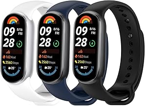 [Set of 3] for Xiaomi Smart Band 9/8 Replacement Band, Soft, Breathable, Sweat Proof, Waterproof, Xiaomi Smart Band 9/8 Belt, TPU Band, Unisex, Shockproof, Compatible with 9/8 Universal