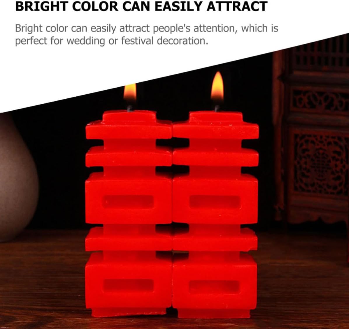 Chinese Double Xi Wedding Candle Pair Red Paraffin Festive Decor