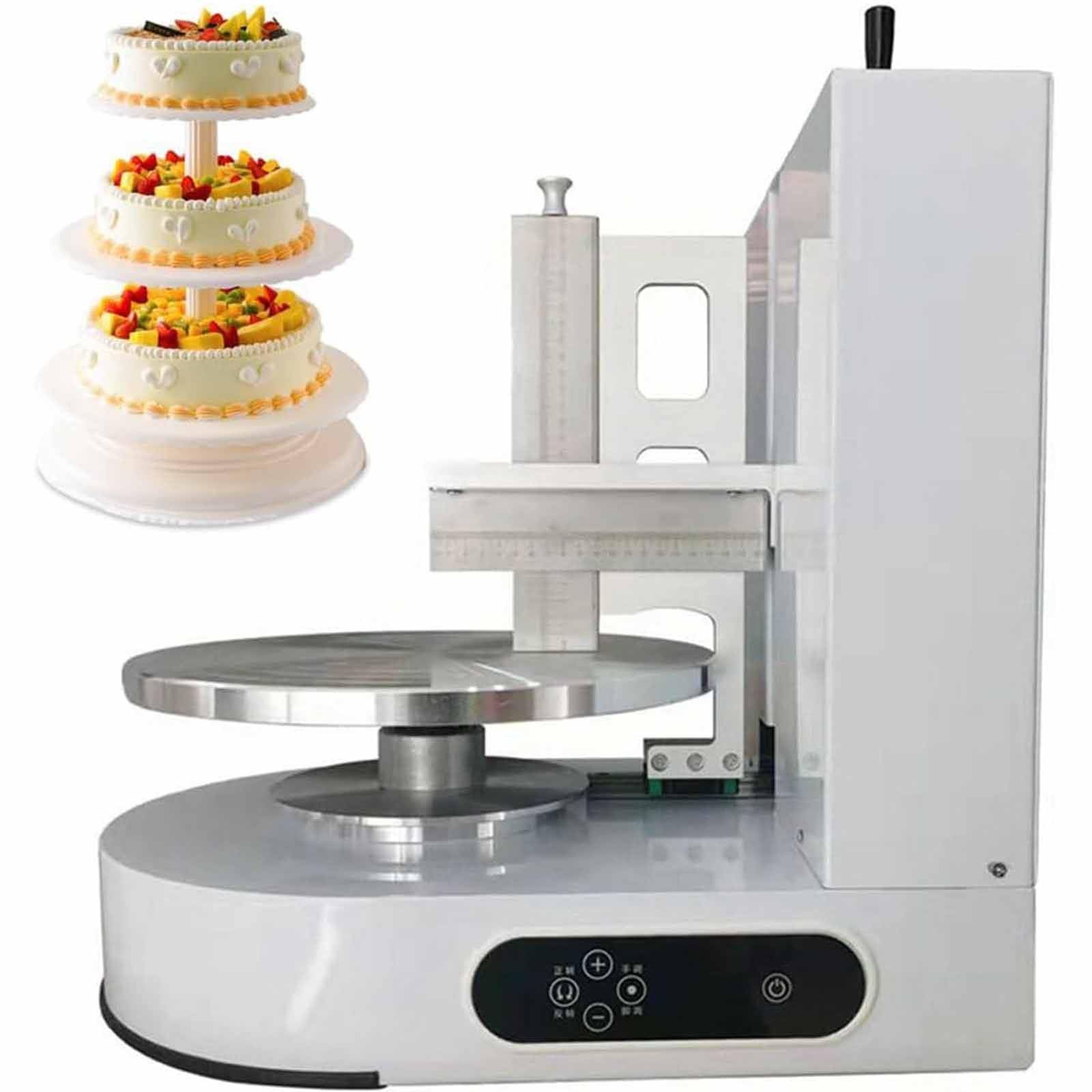 PixCy Réglable Gâteau Grattoir Crème Spatule Outil De Cuisson Edges Lisseur Machine Glaçage Gâteau d'anniversaire Semi-Automatique D'épandeur Décoration Crème Niveleur,White-220V