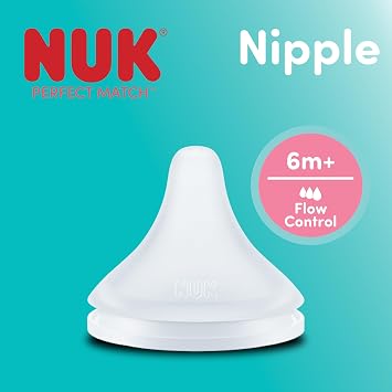 NUK Perfect Match, Flow Control, Soft Silicone Nipple with Anti-Colic Vent, 2 Pack, BPA Free