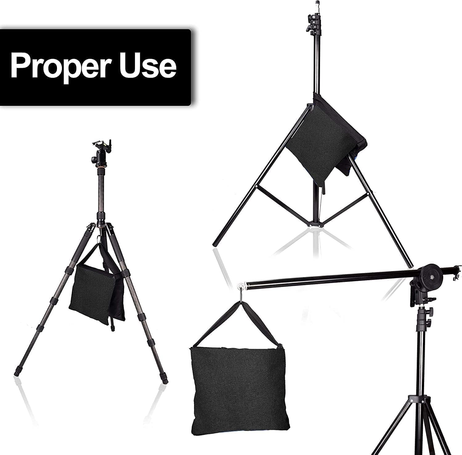 EMART Wytrzymały worek z piaskiem, wytrzymały worek na piasek do fotografii, stojak na tło, stojak na światło, statyw, studio fotograficzne, baldachim, patio, namiot, 8 sztuk (czarny)