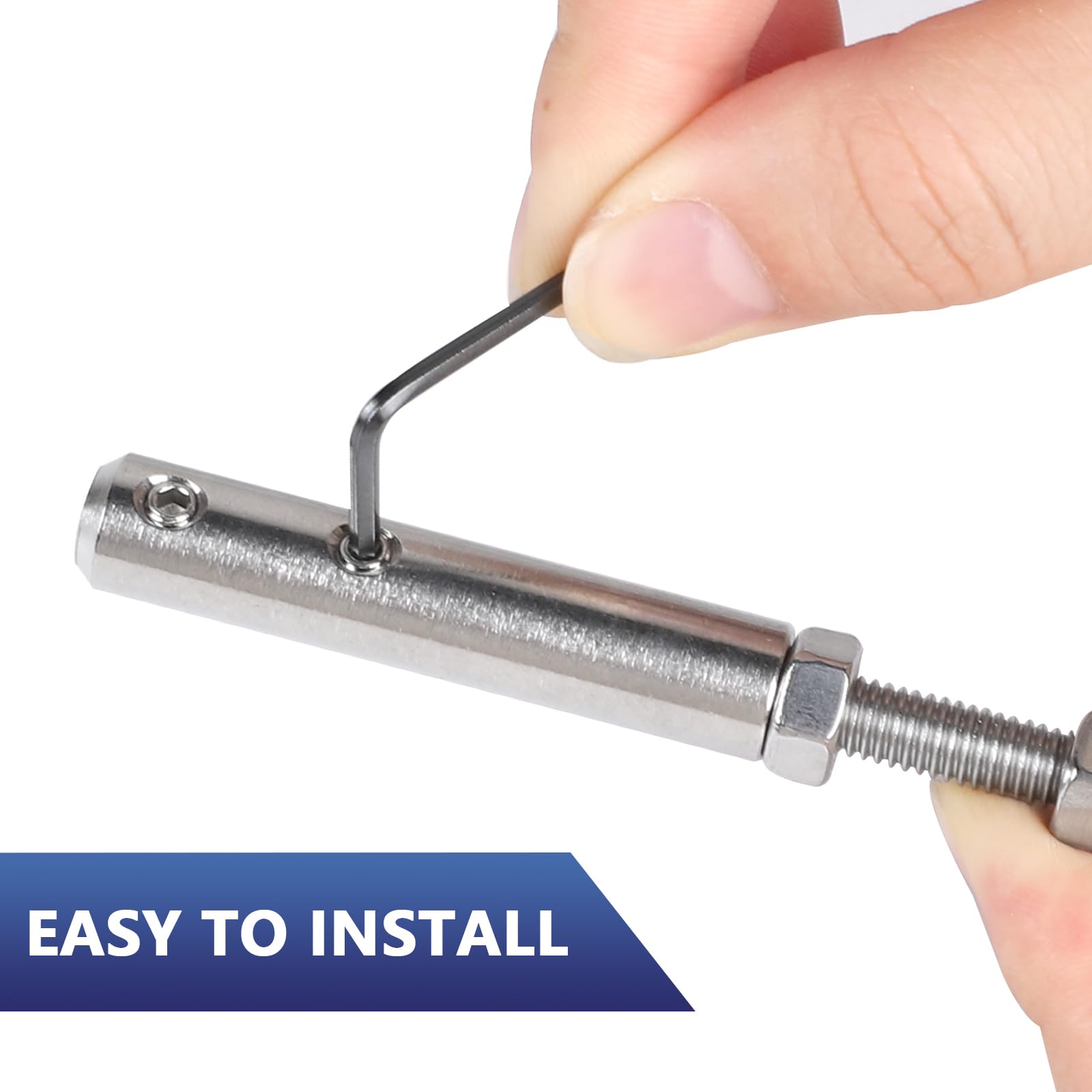 10 Terminali per cavo 4 mm Tensionatore inox con vite e chiave Allen, Fissaggio professionale per cavi metallici, perfetto per ringhiere e strutture decorative