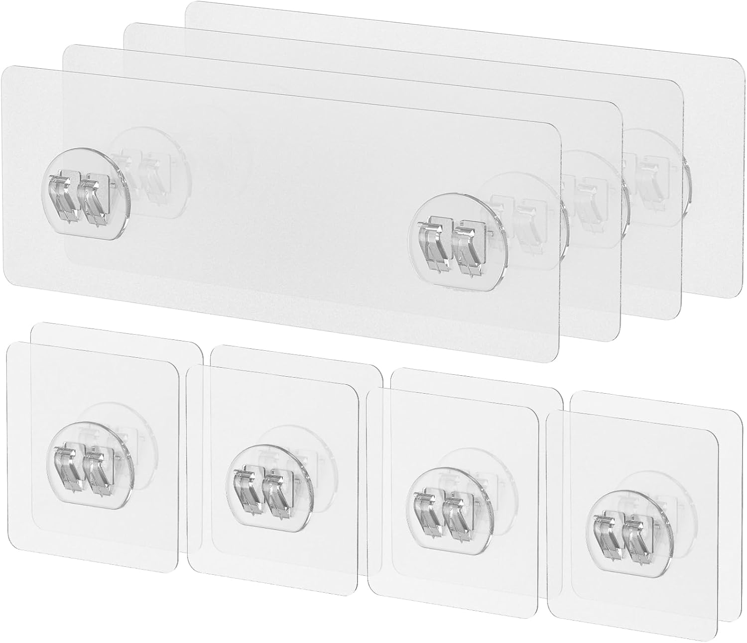 Uniclife 6Pcs Shower Caddy Adhesive Hooks,Strong Shower Hooks, Caddy Adhesive Replacement, Transparent Bathing Sticky Strips for Bathroom Storage Shelves, Kitchen Racks and Baskets