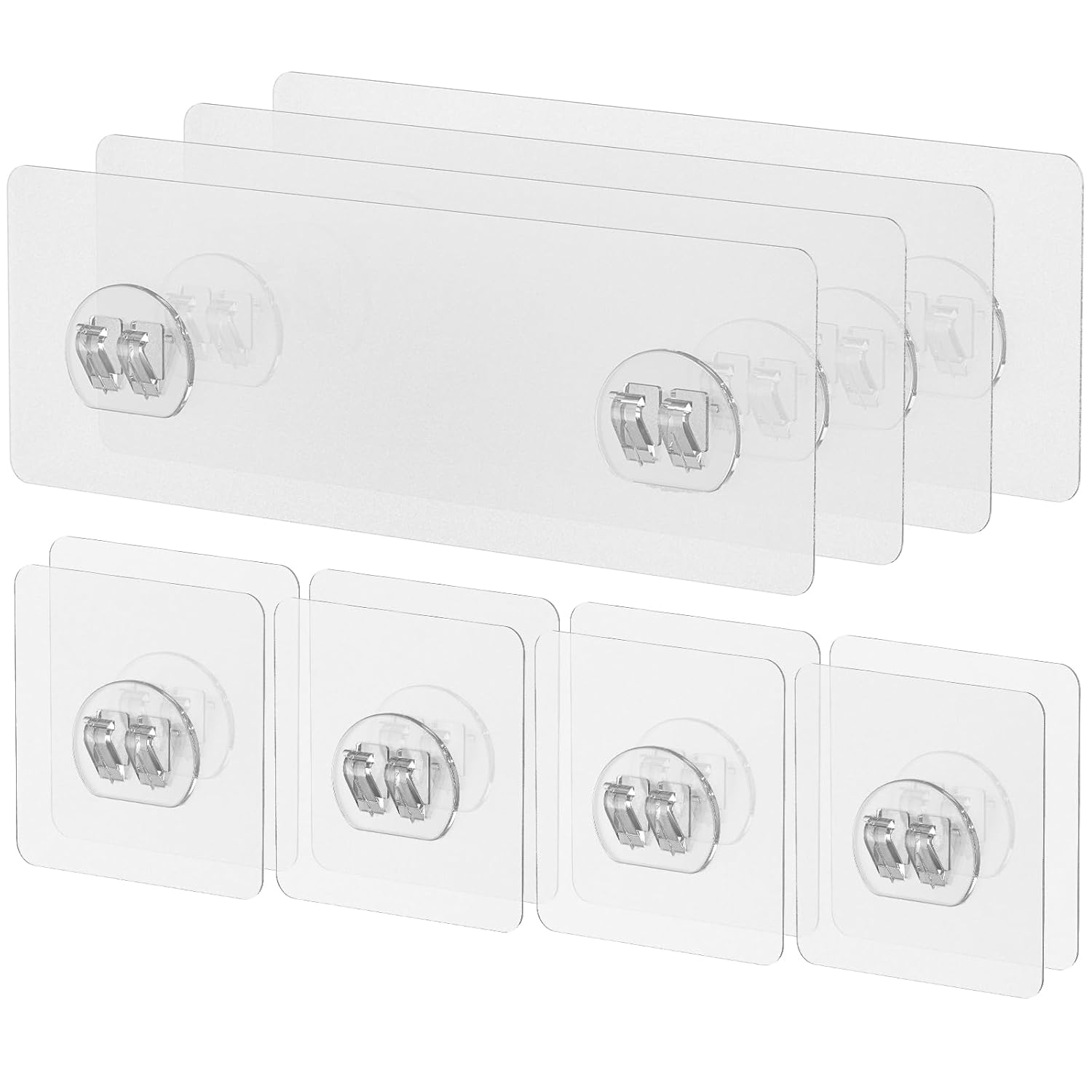 Uniclife 12 Pcs Shower Caddy Adhesive Hooks Strong Shower Hooks Caddy Adhesive Replacement Transparent Bathing Sticky Strips for