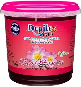 Cera Depilatória depilação Rosa Mosqueta Depile Plus, Uso Profissional, 1,3kg