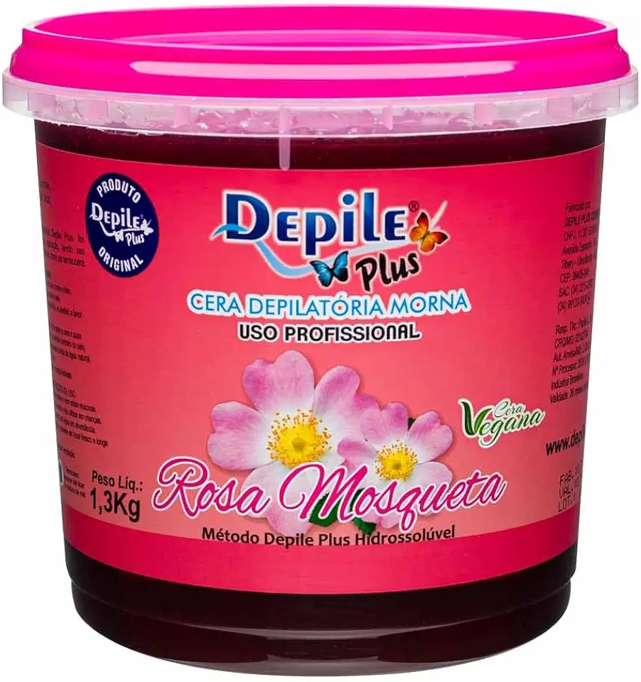 Cera Depilatória depilação Rosa Mosqueta Depile Plus, Uso Profissional, 1,3kg