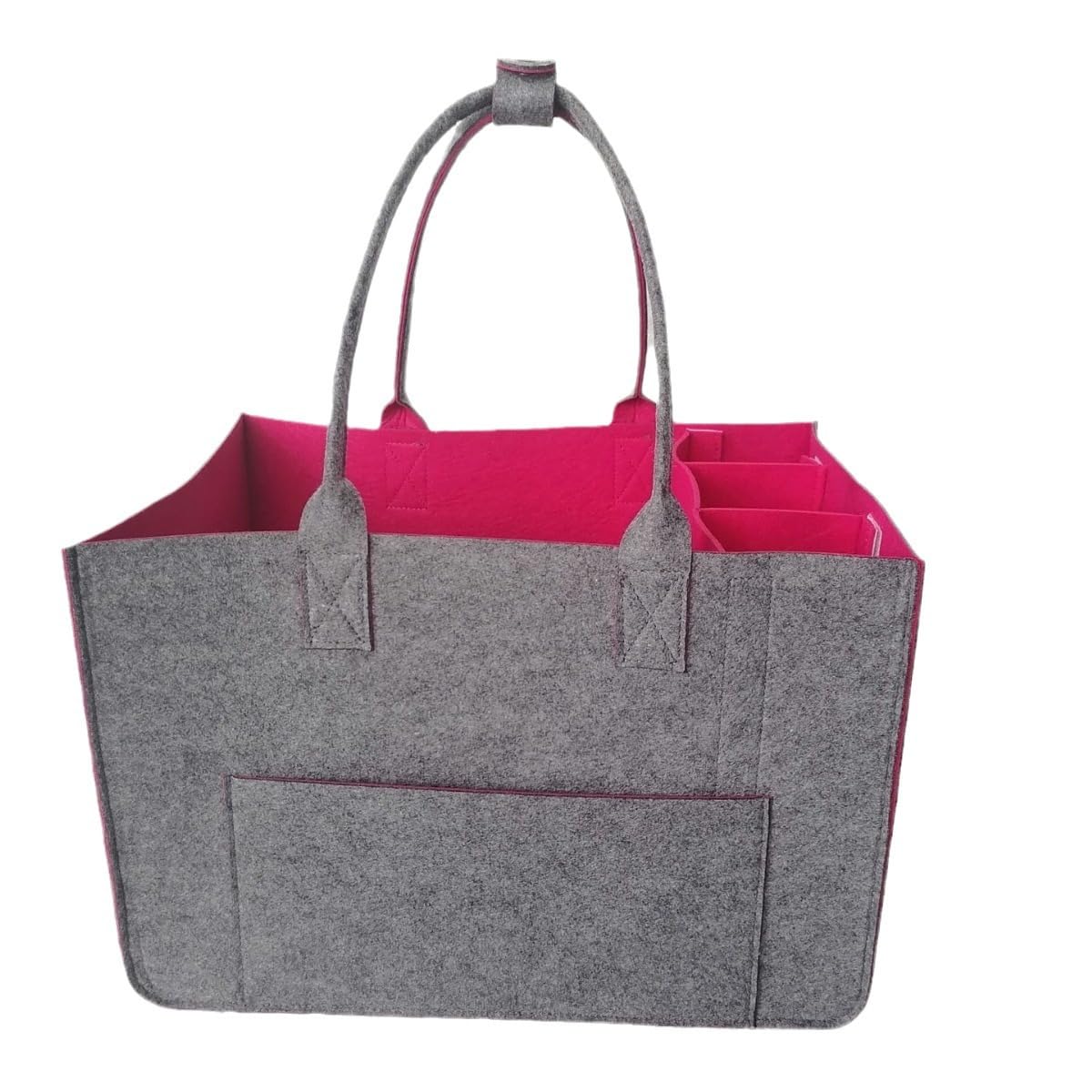 Borsa Della Spesa In Feltro Grigio Da 16 Litri Con Scomparti E Tracolla: Pieghevole E Riutilizzabile
