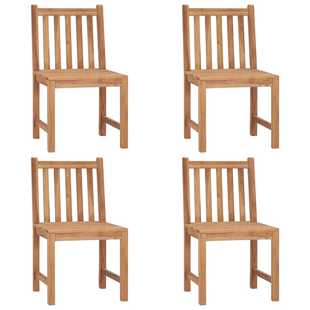 Juego de 4 sillas de jardín de madera con cojines, madera de teca maciza, sazonada y pulida, resistente hasta 110 kg por asiento, ideal para patio.
