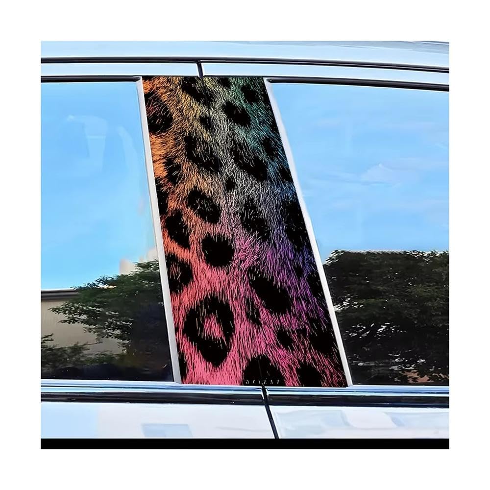 Bertdcx One Color 2 Pieces Of Automotive B-Pillar Stickers Leopard Print Smooth Material Protection Auto Parts