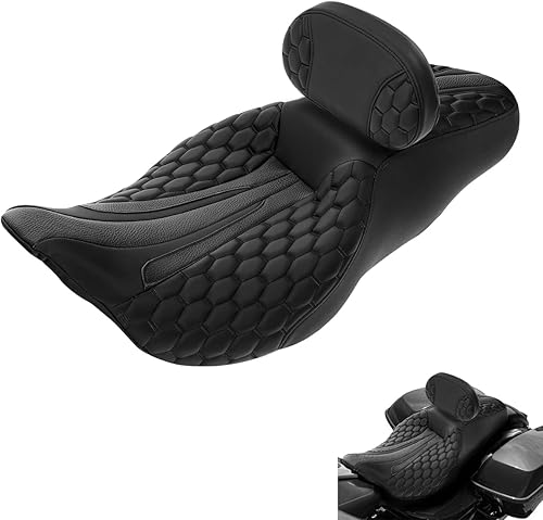 Miniatura 4 de SLMOTO Asiento de pasajero para motocicleta, asiento de pasajero, almohadilla de respaldo para Harley Touring Road King Street Glide Electra Glide