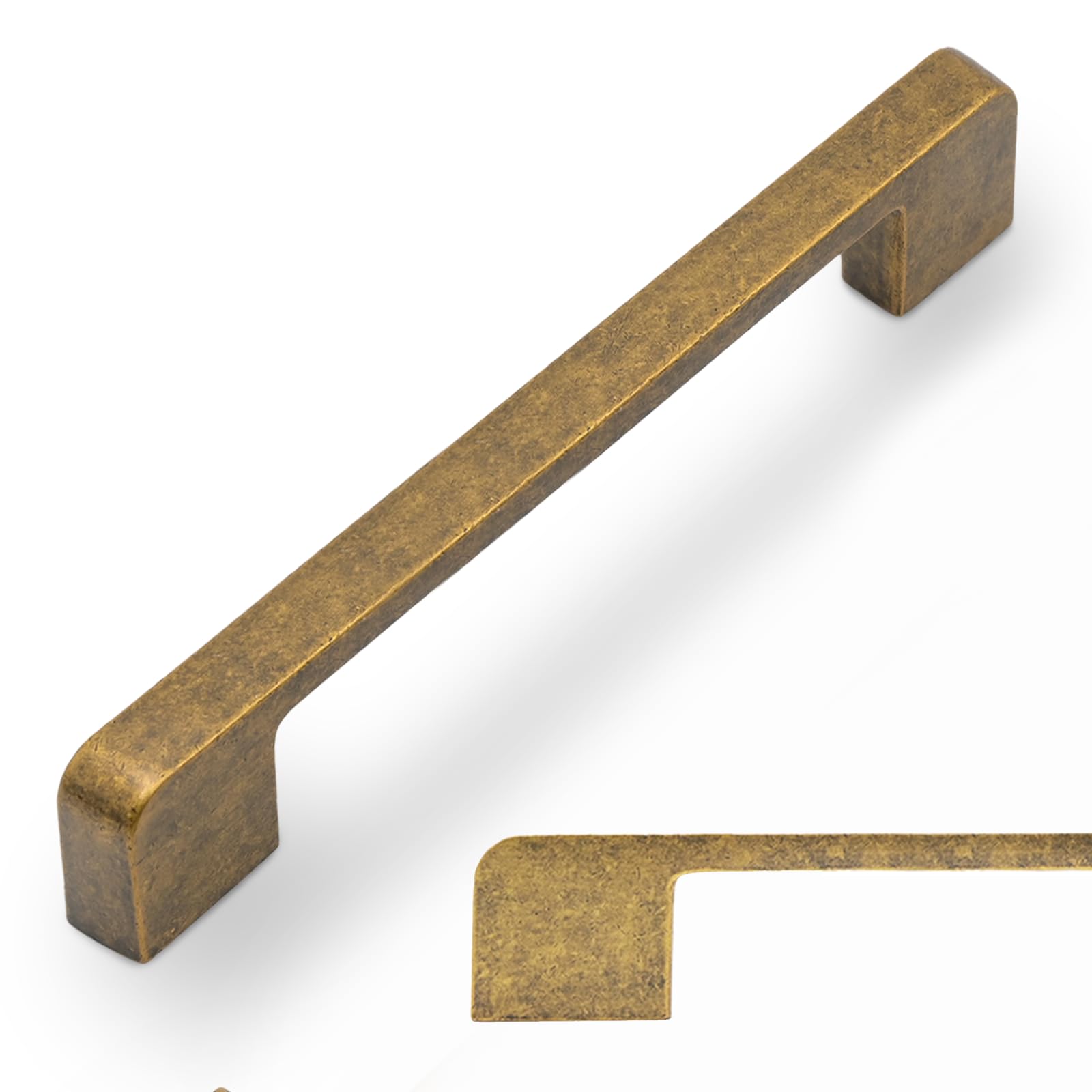 Amerdeco 10 Pack Antique Brass Cabinet Pulls 160 mm Hole Center Cabinet Hardware Kitchen Cabinet Handles for Bathroom Drawer Pulls Dresser Pulls AM018