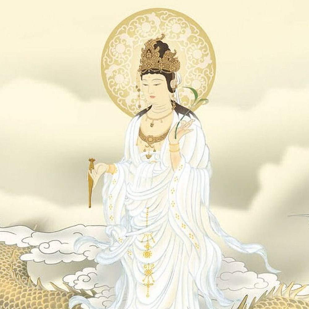 Amazon.co.jp: 北条裕華 龍上白衣観音 F6号 高精彩工芸画 手彩