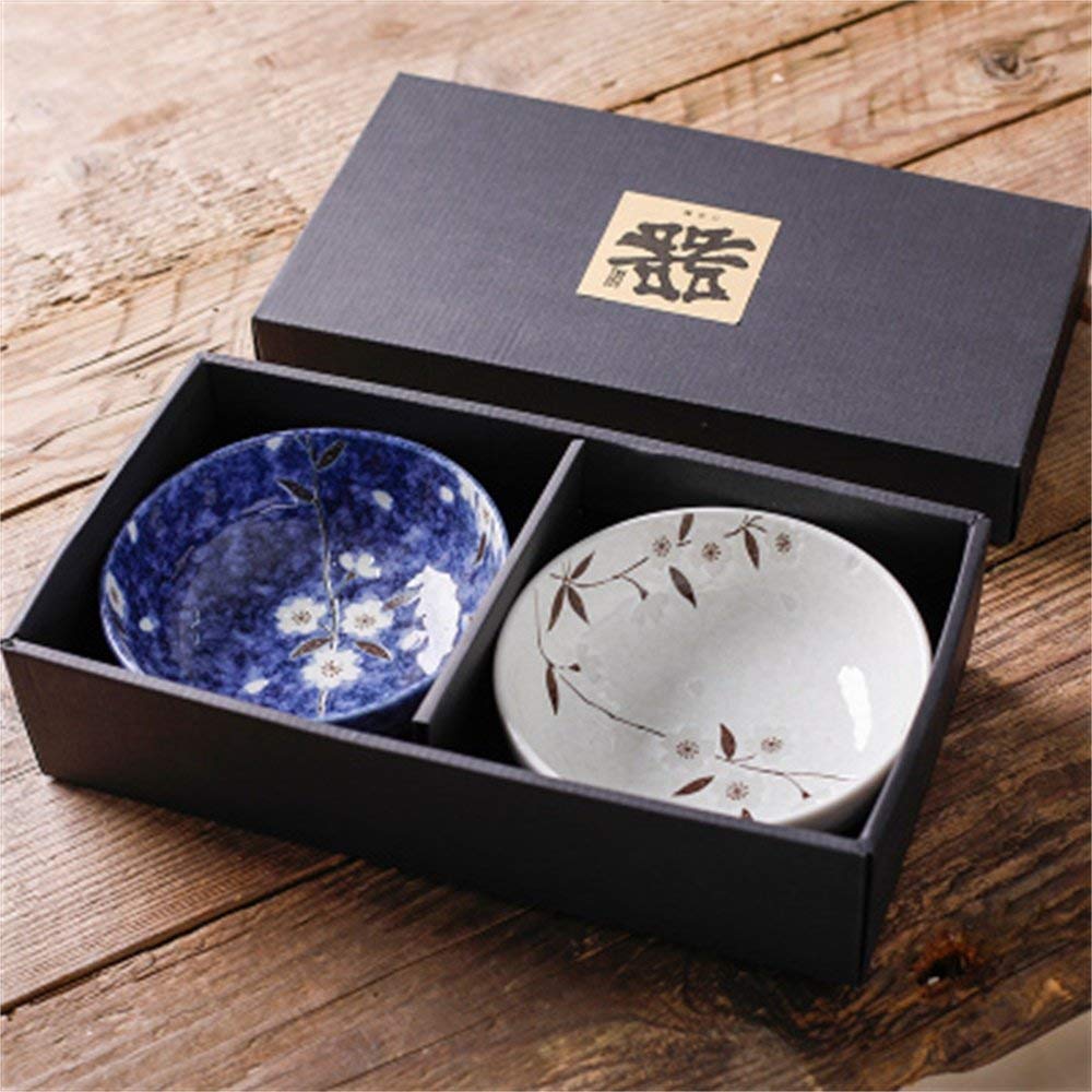 Arroz Postre Cereal Tazón Pequeña Fruta Samuchacho Sopa Fideos Tazón Celebración Creativa Tazón de Boda Recuerdo Festivo Amigos Familia Tazón Caja de Regalo Juego de 2 tazones (Color: