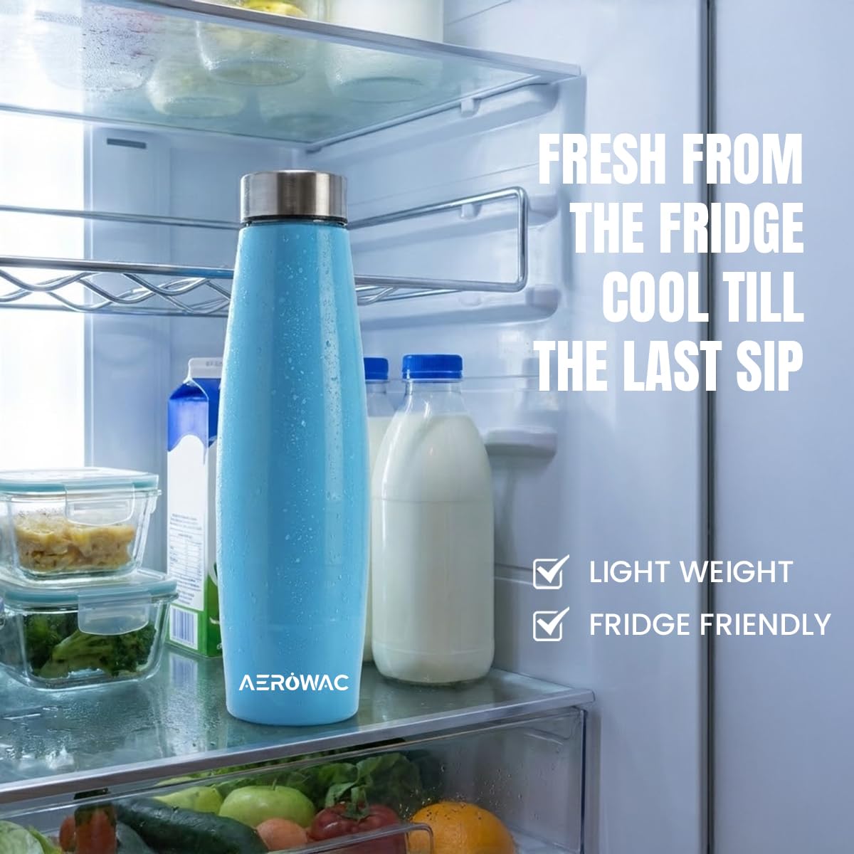 AEROWAC Stainless Steel Water Bottle - 1000ml -3