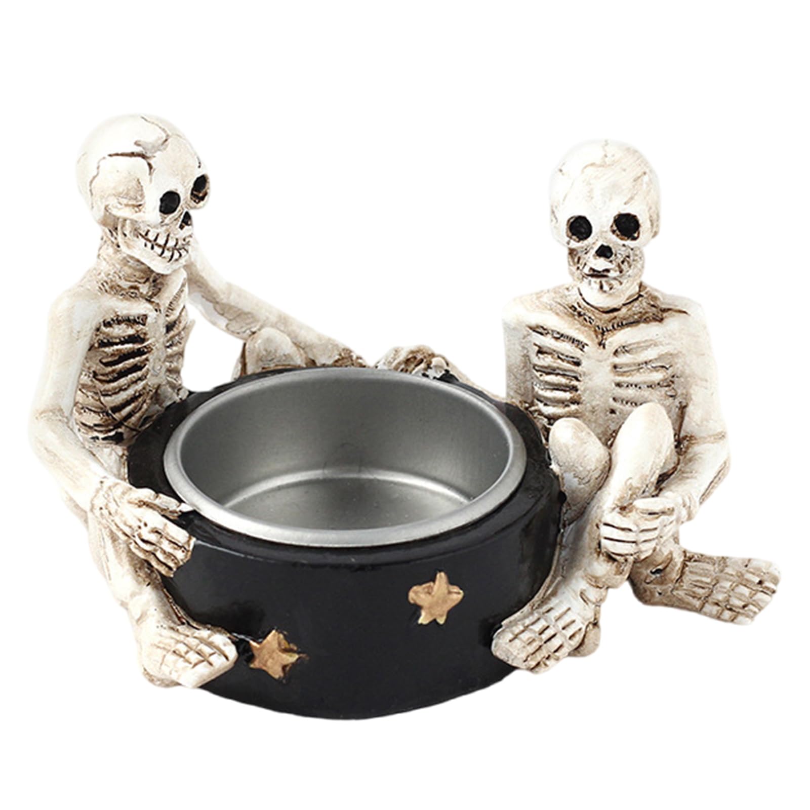 Buxuaaaa D Mysterious Witch Skeleton Stan, Resin Holder Candlestick For Theme Parties Halloween Witch Skull Holder