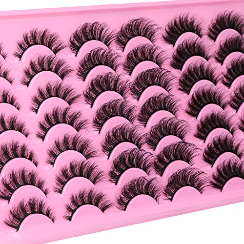 Mink Lashes Fluffy Wispy 21 Pairs Lash Pack Natural False Eyelashes 5D Extension Curly Soft Fake Eyelashes 3 Styles Bulk (14-18Mm) By Eydevro #TOP4