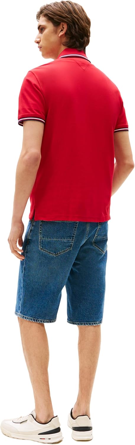 Tommy Hilfiger Men's Short Sleeve Casual Polo Shirts in Regular Fit with Stretch and Cuff Designs