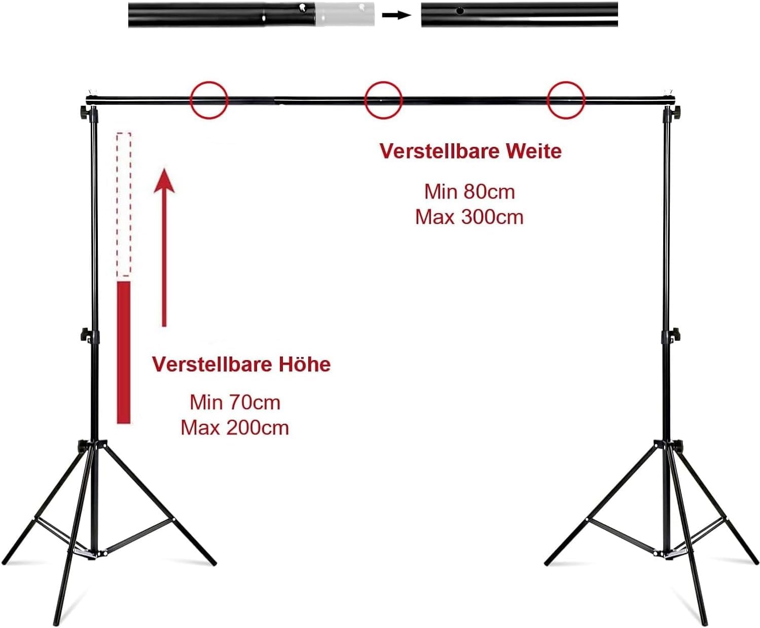 KingSaid Soporte de Fondo para Fotografía Profesional 2 x 3 Metros Ajustable y Retráctil, fotografía de Productos y grabación de Video, con Bolsa de Lona portátil