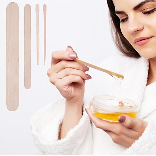 Miniatura 4 de 500Pcs Wax Strips and Wax Applicator Sticks Kit, Includes 400Pcs Wooden Wax Sticks 100Pcs Non Woven Waxing Strips, Eyebrow Waxing Strips, Body Wax
