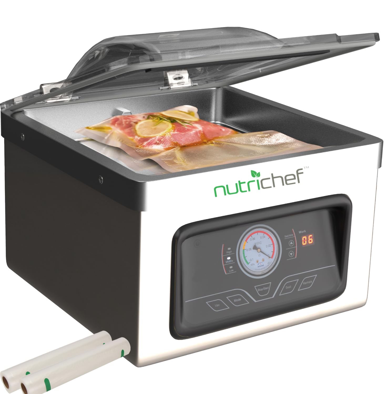 NutriChef PKVS70STS - Macchina per sottovuoto, grande, colore: nero