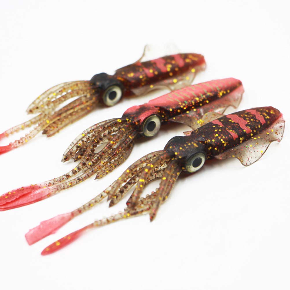 LIOOBO 3 Piezas Señuelos de Pesca Calamar Cebos Suave Pulpo Señuelo de Pesca Cebo Artificial Aparejos de Pesca