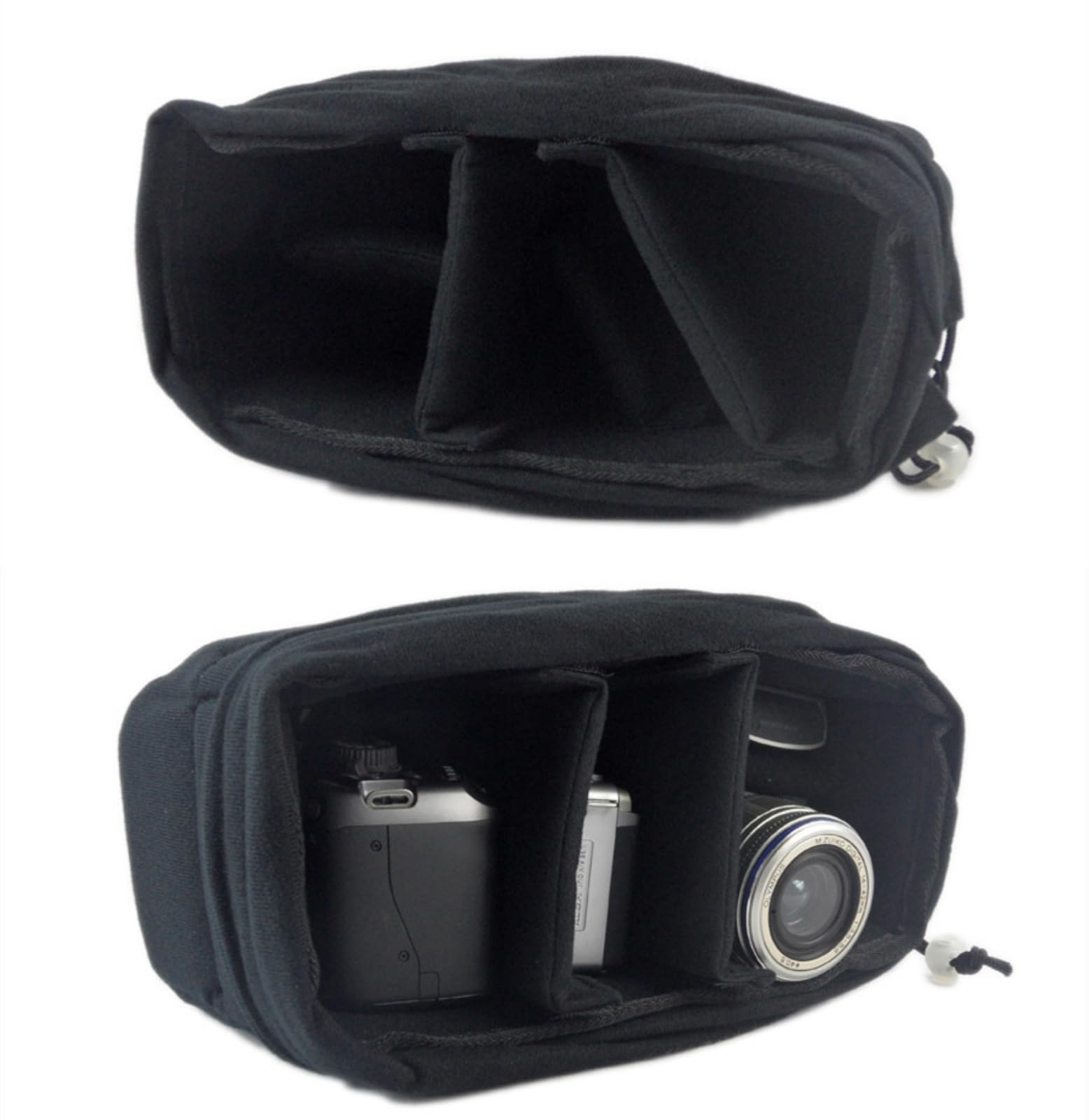 Imbottitura Interna per Fotocamera DSLR/CSC, Inserto Custodia Protettiva in Nylon o Morbido Velluto con Divisori Regolabili per Zaino e Borsa (Nero-08)