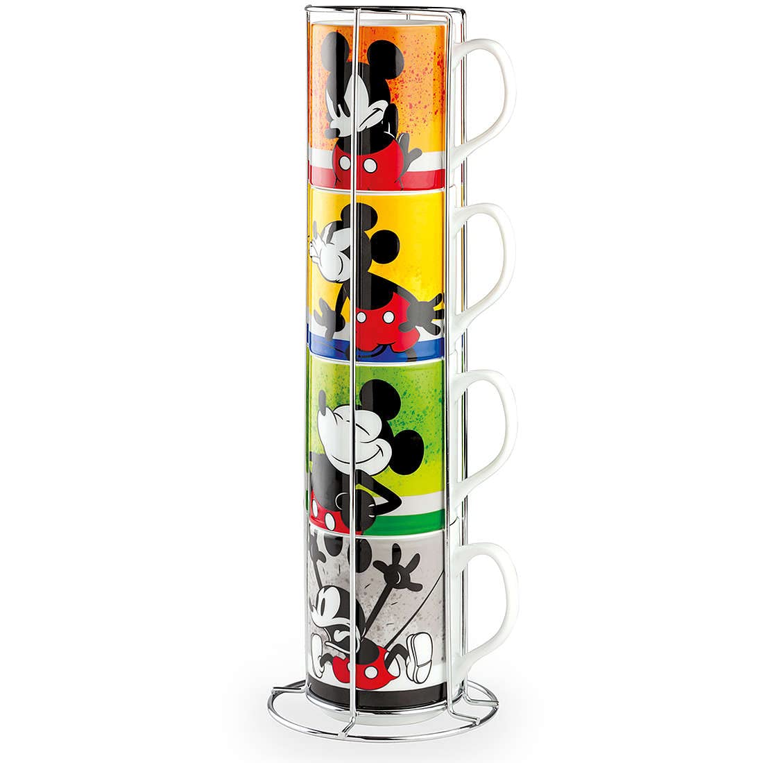 Egan Juego de 4 tazas apilables Mickey I Am + Metalrack ML. 350 PWM21I/4AM multicolor