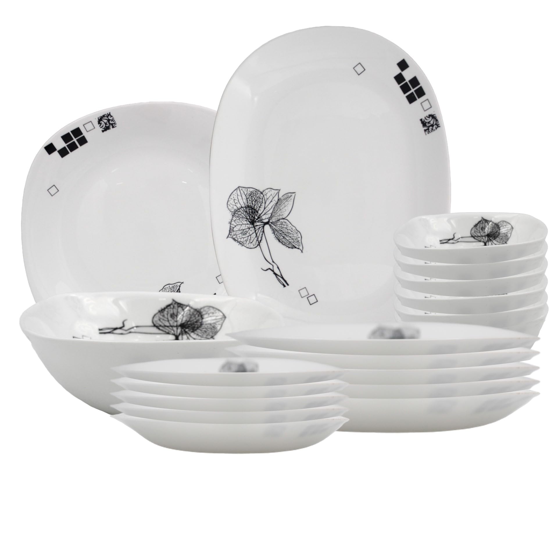 Danny home Opal Glass Ware Dinnerware set Eco-Friendly Safe to Use, Dishwasher MIcrowave Safe, Heat Break Sctarch Resistance, Dinner plates Bowls soup plates (20)