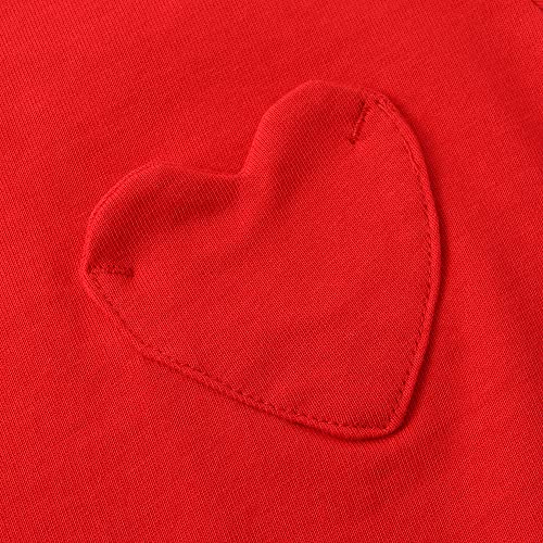 Image of Noomelfish Girls Short Sleeve Heart Pocket T-Shirts Casual Cotton Tee Tops Blouse (5-12 Years)