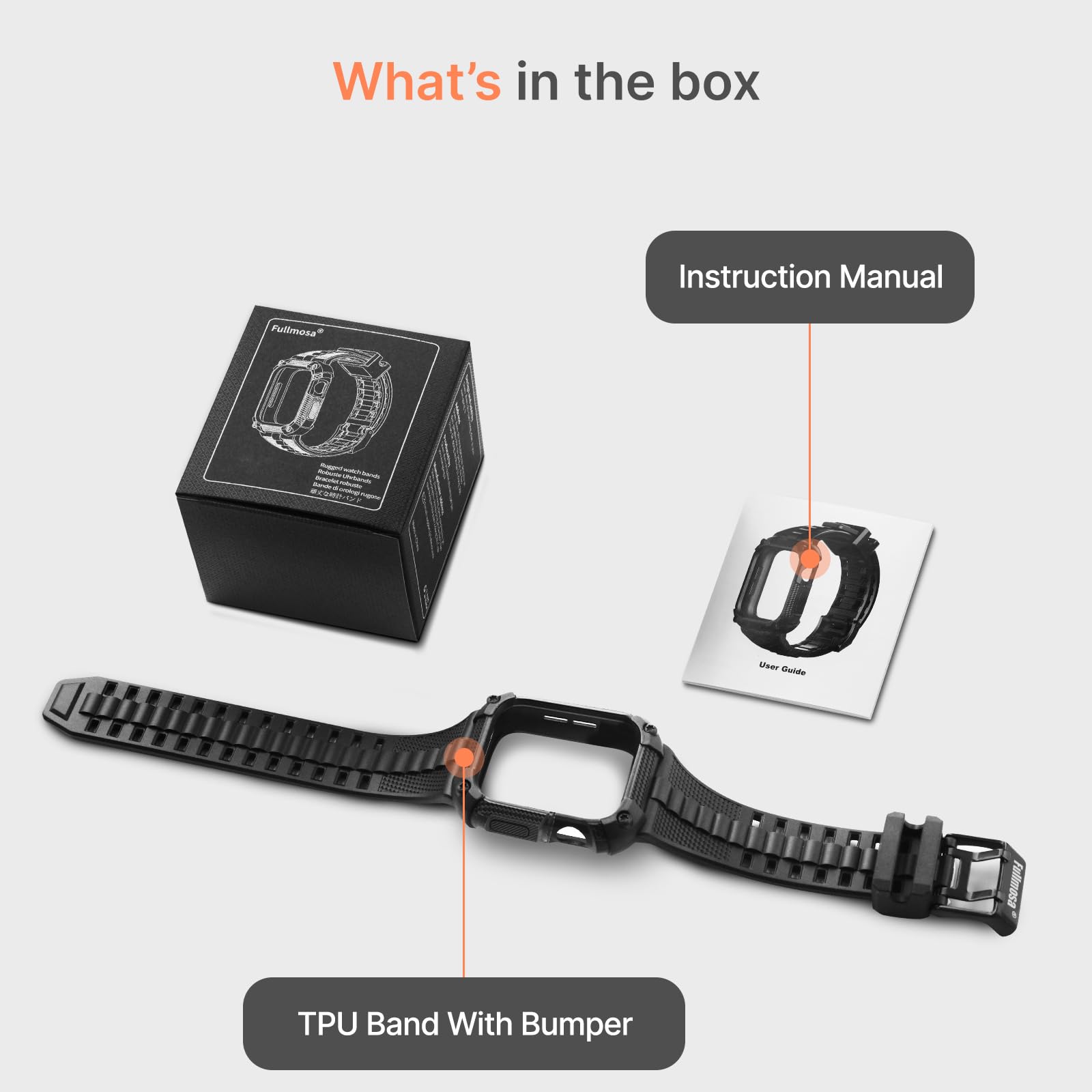 Fullmosa Compatible con correas de Apple Watch de 40 mm, 41 mm, 44 mm, 45 mm, 46 mm, 42 mm, 49 mm, 38 mm, con funda protectora, correa resistente para iWatch para Apple Watch SE/Ultra 3/2/1 Series 11