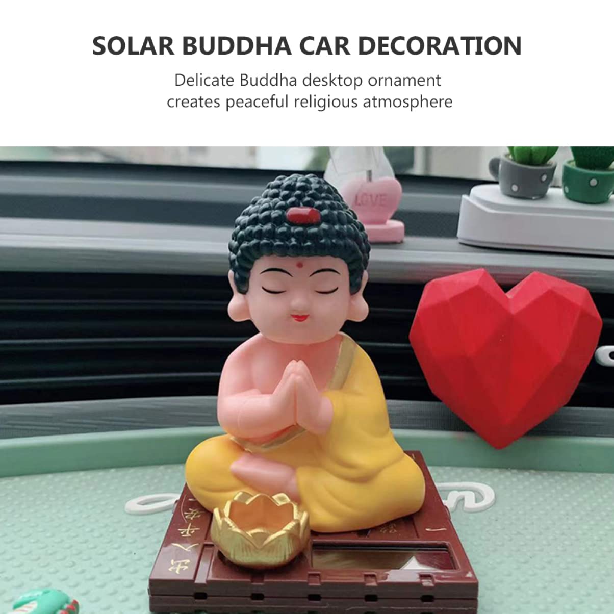 Figurine Bouddha Solaire Pour Tableau De Bord – Moine Qui Balance – Décoration Voiture Apaisante Et Humoristique