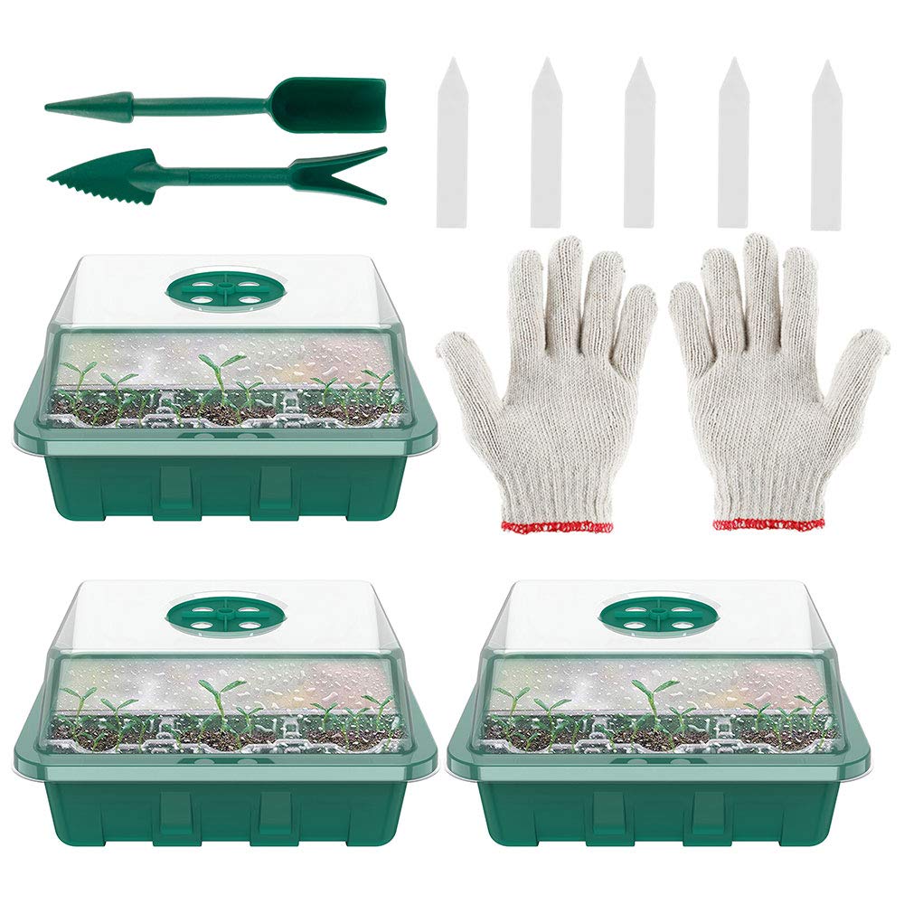 78Henstridge Indoor Greenhouse Propagation Box Mini Greenhouse Propagation Set Greenhouse Propagation Tray Indoor Greenhouse Plant Pots (Green, 3 Pieces)