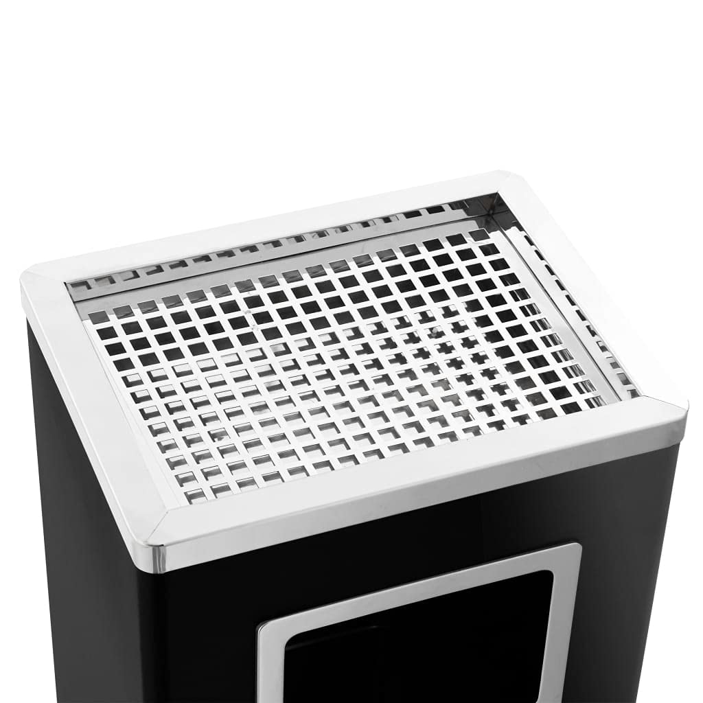 Cubo de basura con cenicero de 45 litros, acero negro, para hoteles, restaurantes y exteriores, ahorra espacio, higiénico, inodoro, resistente, fácil de limpiar, ideal para cocina, baño