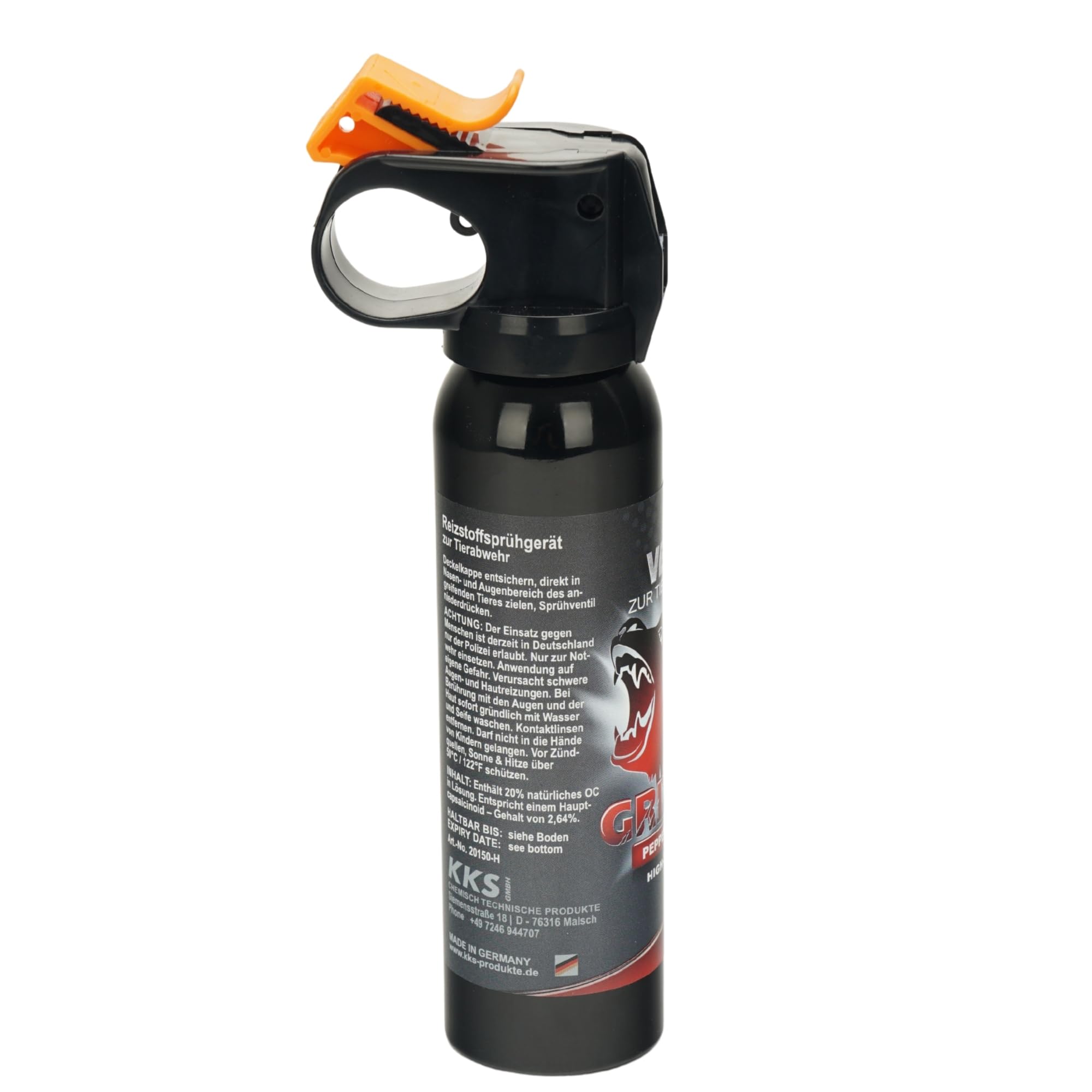 Pfefferspray Bärenverteidiger Tierabwehrspray Bärenabwehrspray Pfefferspray Breitstrahl Grizzly Made in Germany (150 ml) | Fingergriff