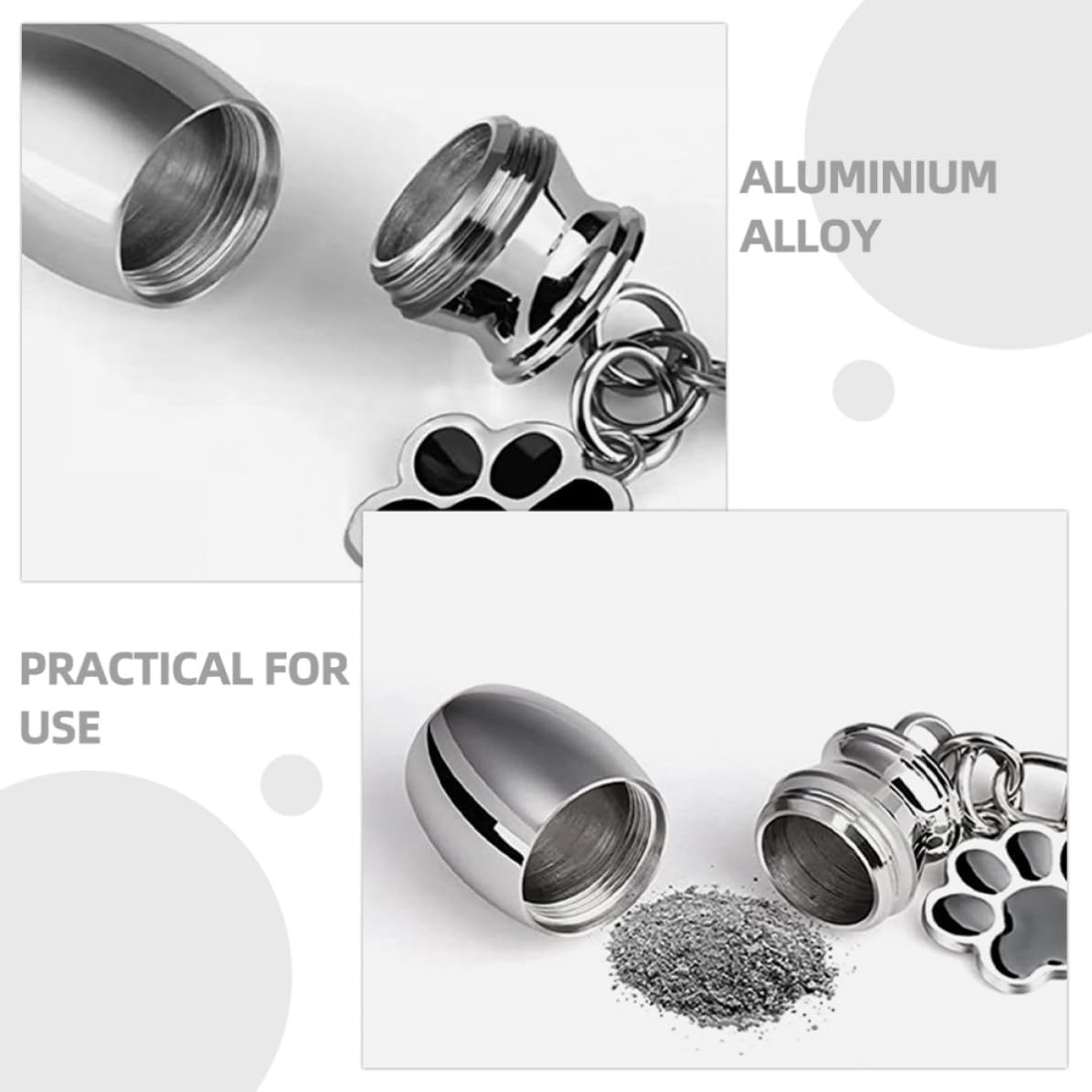 2pcs Pet Ash Key Holder Keepsake Keychain Ornament, Aluminum Alloy image 5